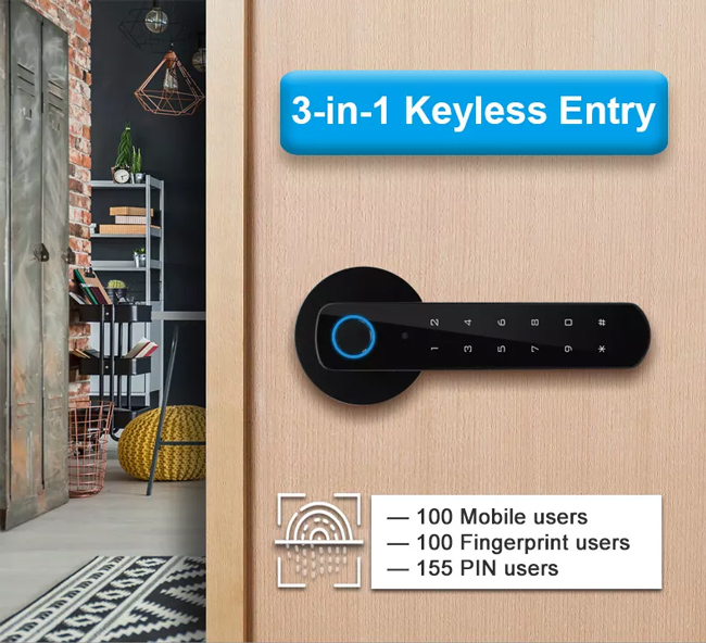 SECUKEY ηλεκτροπύρος D100-BT, συνδυασμού & fingerprint, μαύρος - Image 2