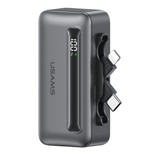 USAMS power bank CD233, USB-C/Lightning έξοδος, 4500mAh, 20W, γκρι