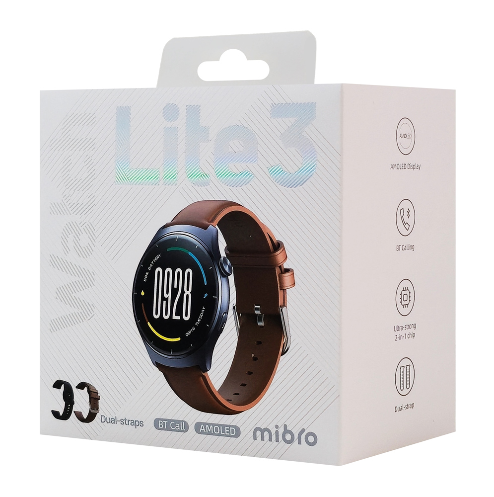 MIBRO smartwatch Lite 3 με 2x λουράκια, heart rate, 1.3" AMOLED, 2 ATM, γκρι/καφέ - Image 3