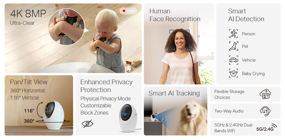 TP-LINK smart camera Tapo C260, 4K, WiFi, two-way audio, Pan/Tilt , Ver. 1.0 - Image 2